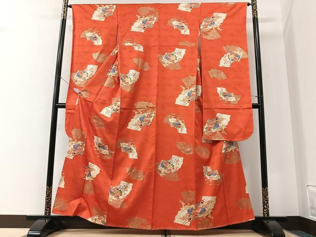 平和屋着物■振袖 扇面花車文 金彩 洗える着物 CABI6996xe