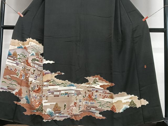 平和屋着物■豪華黒留袖 作家物 人物風景文 金彩 正絹 逸品 CABI7006xe