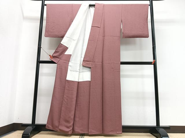 平和屋着物■上質な色無地 霞地紋 退紅色 正絹 逸品 CABI7015xe