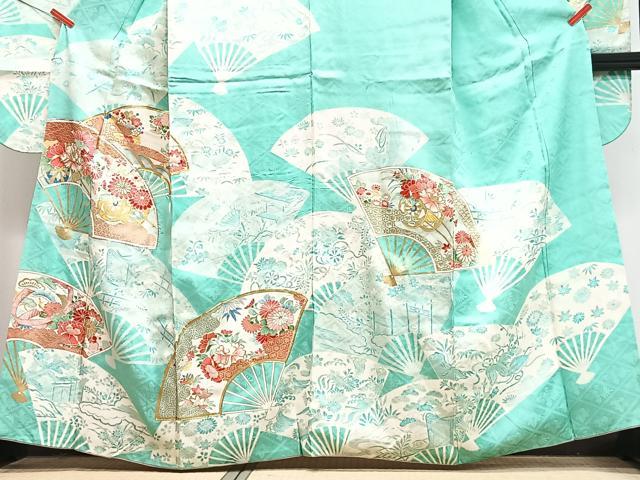 平和屋着物■豪華振袖 駒刺繍 扇面花車文 金彩 正絹 逸品 CABI7026xe