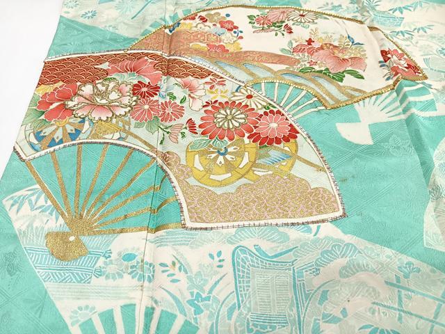 平和屋着物■豪華振袖 駒刺繍 扇面花車文 金彩 正絹 逸品 CABI7026xe