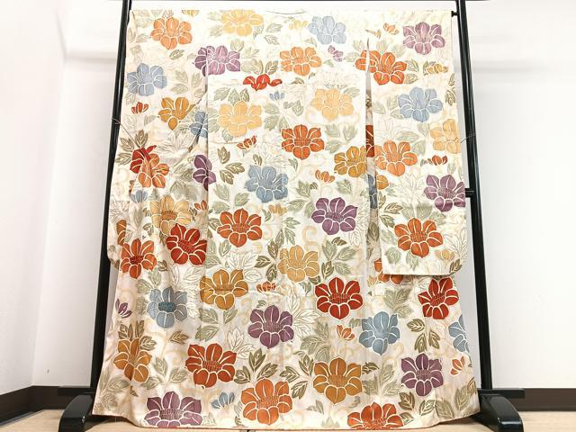 平和屋着物■豪華振袖 駒刺繍 花唐草文 金彩 正絹 逸品 CABI7030xe