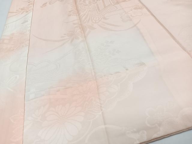 平和屋着物■振袖用長襦袢 無双仕立て 御所車花地紋 暈し染め 半衿刺繍 正絹 逸品 CABI7033xe