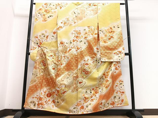 平和屋着物■豪華振袖 駒刺繍 唐草花丸文 暈し染め 金彩 正絹 逸品 CABI7034xe