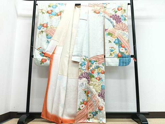 平和屋着物■豪華振袖 駒刺繍 立波花文 金彩 正絹 逸品 CABI7038xe