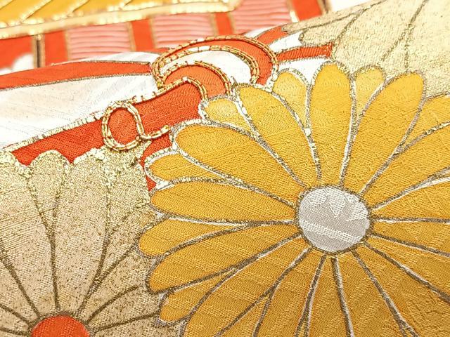 平和屋着物■豪華振袖 駒刺繍 御所車草花文 金彩 正絹 逸品 CABI7040xe