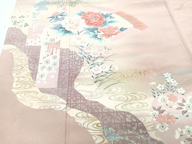 平和屋着物■訪問着 地紙花文 暈し染め 金彩 正絹 逸品 CABI7053xe