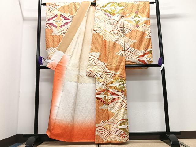 平和屋着物■豪華振袖 駒刺繍 飛鶴立波文 金彩 正絹 逸品 CABI7062xe