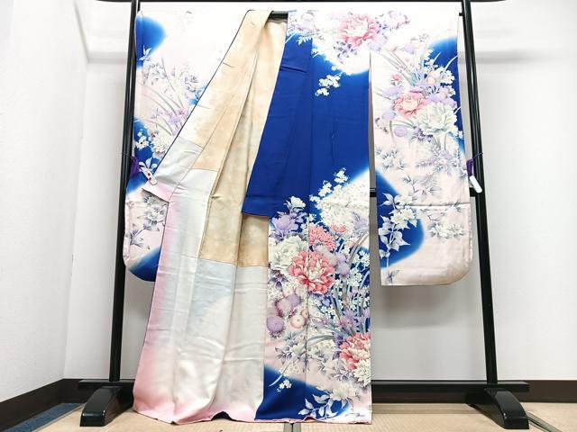 平和屋着物■豪華振袖 駒刺繍 草花文 暈し染め 金彩 正絹 逸品 CABI7064xe