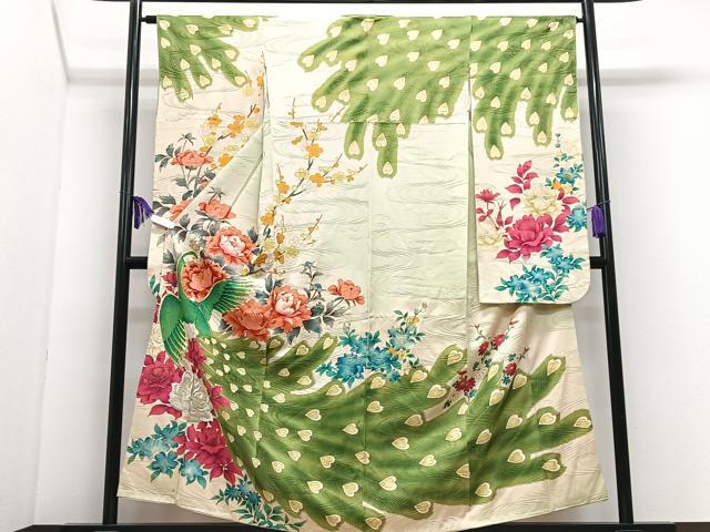 平和屋着物■豪華振袖 刺繍 孔雀花文 金彩 正絹 逸品 CABI7071xe