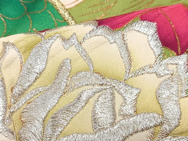 平和屋着物■豪華振袖 刺繍 孔雀花文 金彩 正絹 逸品 CABI7071xe