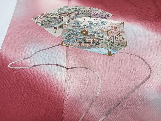 平和屋着物■訪問着 刺繍 地紙文箱花文 暈し染め 正絹 逸品 CABI7072xe