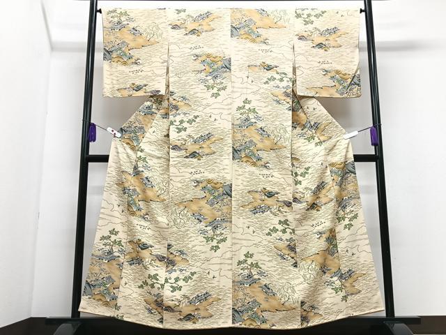 平和屋着物■上質な小紋 立波風景文 正絹 逸品 CABI7073xe