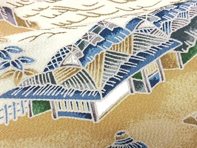 平和屋着物■上質な小紋 立波風景文 正絹 逸品 CABI7073xe