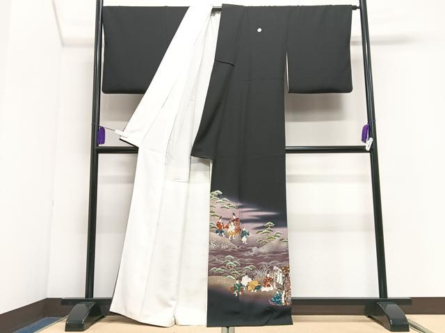 平和屋着物■豪華黒留袖 作家物 人物風景立波文 暈し染め 金彩 正絹 逸品 CABI7075xe
