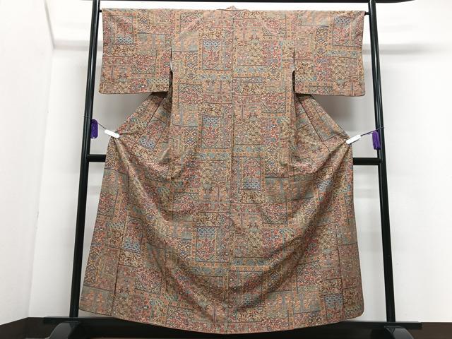 平和屋着物■上質な小紋 御召縮緬 花唐草文 正絹 逸品 CABI7090xe