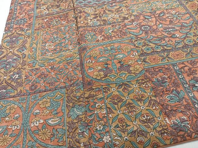 平和屋着物■上質な小紋 御召縮緬 花唐草文 正絹 逸品 CABI7090xe