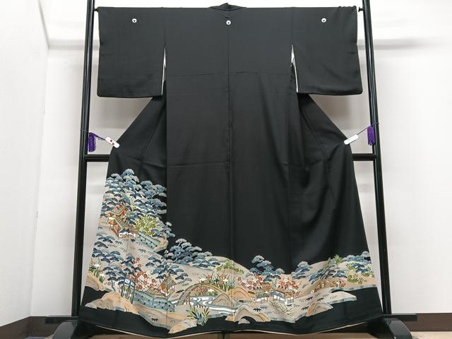 平和屋着物■豪華黒留袖 風景文 正絹 逸品 CABI7092xe