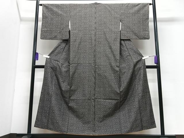 平和屋着物■上質な紬 麻の葉文様 正絹 逸品 CABI7109xe