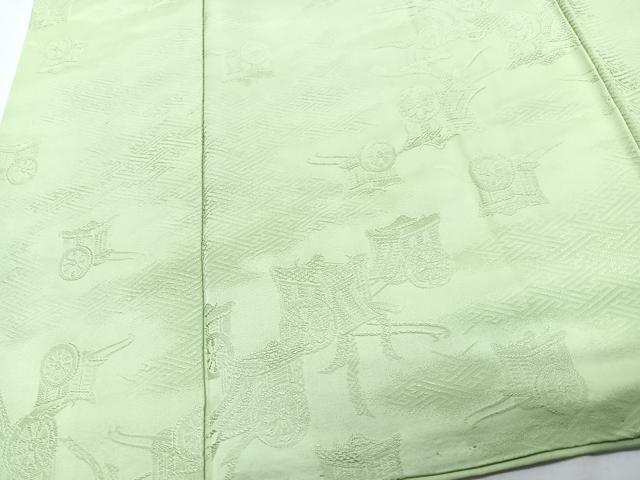 平和屋着物■上質な色無地 御所車地紋 若葉色 正絹 逸品 CABI7113xe