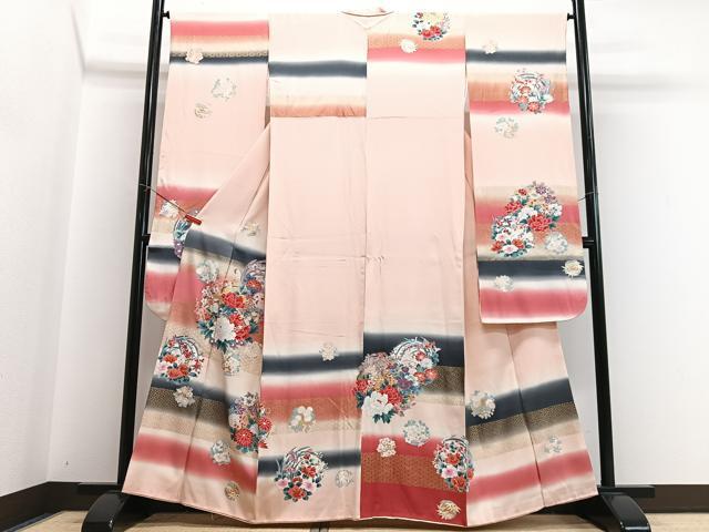 平和屋着物■豪華振袖 横段花丸文 暈し染め 金銀彩 正絹 逸品 CABI7117xe