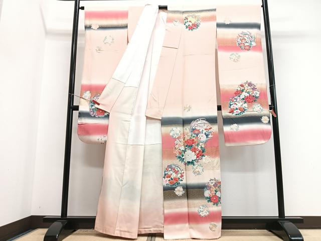 平和屋着物■豪華振袖 横段花丸文 暈し染め 金銀彩 正絹 逸品 CABI7117xe