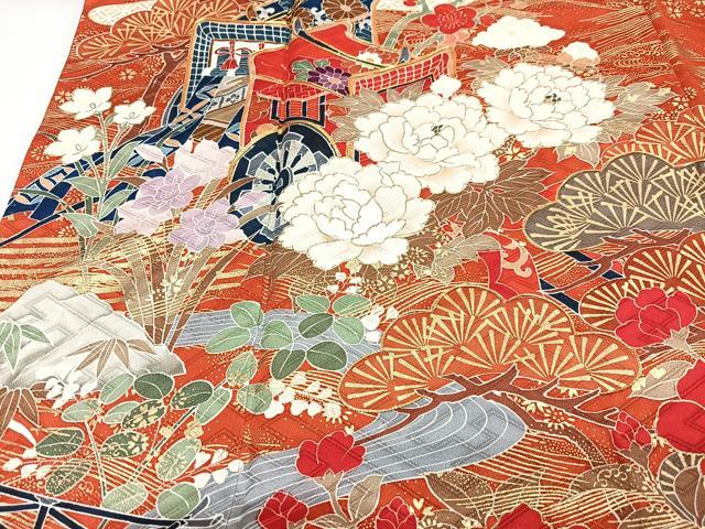 平和屋着物■豪華振袖 駒刺繍 御所車吉祥花文 金銀彩 正絹 逸品 CABI7119xe