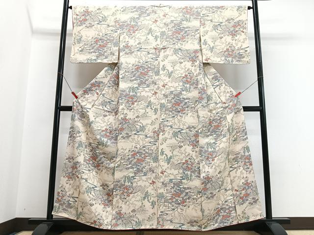 平和屋着物■上質な小紋 風景草花文 正絹 逸品 CABI7124xe