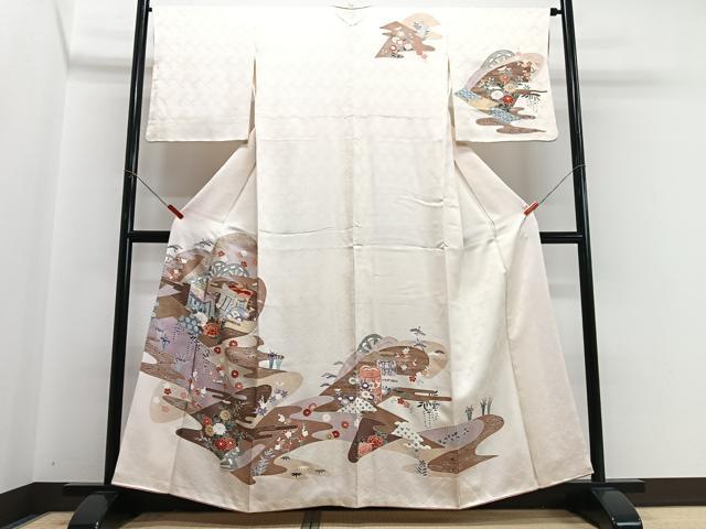 平和屋着物■訪問着 刺繍 御所車貝桶花文 金彩 正絹 逸品 CABI7126xe