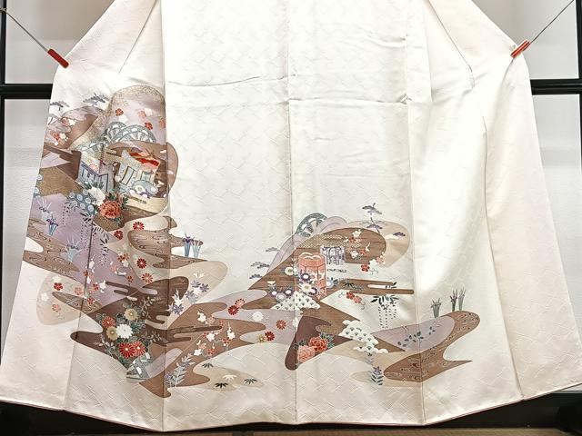 平和屋着物■訪問着 刺繍 御所車貝桶花文 金彩 正絹 逸品 CABI7126xe