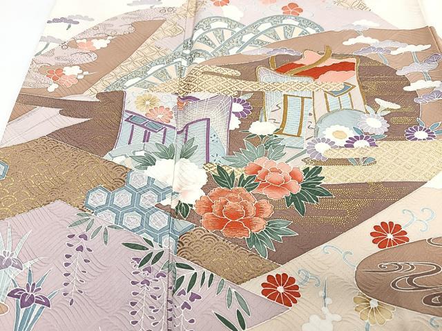 平和屋着物■訪問着 刺繍 御所車貝桶花文 金彩 正絹 逸品 CABI7126xe