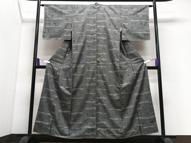 平和屋着物■上質なお召 草花文 正絹 逸品 CABI7139xe