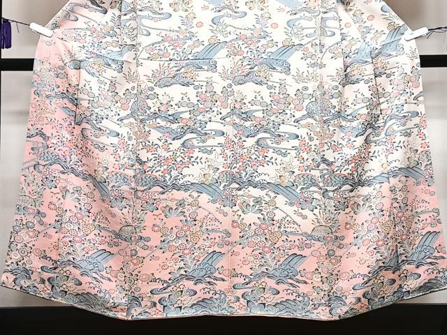 平和屋着物■訪問着 立波草花文 暈し染め 正絹 逸品 CABI7144xe