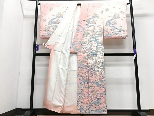 平和屋着物■訪問着 立波草花文 暈し染め 正絹 逸品 CABI7144xe