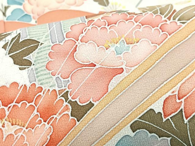 平和屋着物■訪問着 扇面御所車花文 正絹 逸品 CABI7146xe