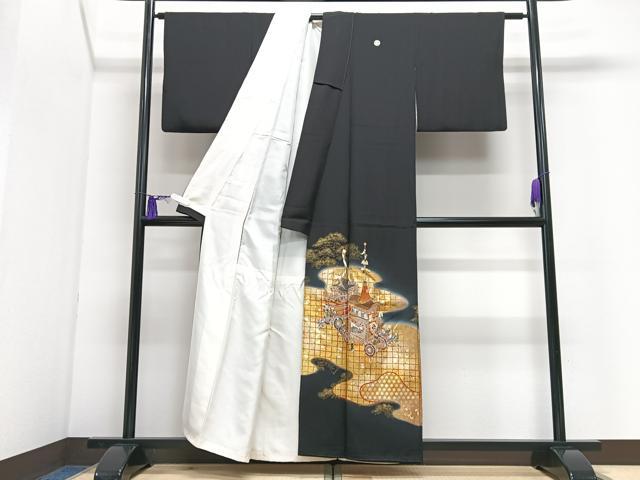 平和屋着物■豪華黒留袖 駒刺繍 鉾 人物文 暈し染め 金彩 正絹 逸品 CABI7147xe