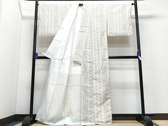 平和屋着物■上質な白紬 麻の葉文様 正絹 逸品 CABI7155xe