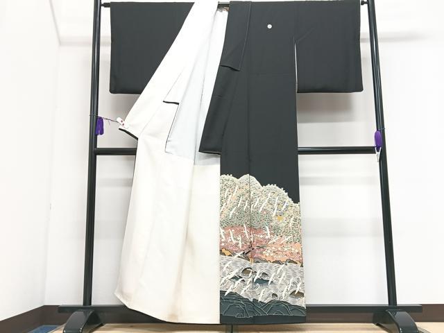平和屋着物■豪華黒留袖 作家物 飛鶴風景文 正絹 逸品 CABI7156xe