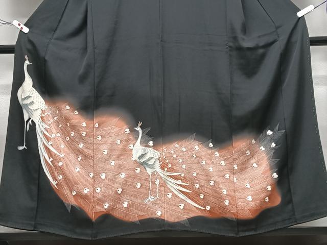 平和屋着物■豪華黒留袖 孔雀文 暈し染め 正絹 逸品 CABI7159xe