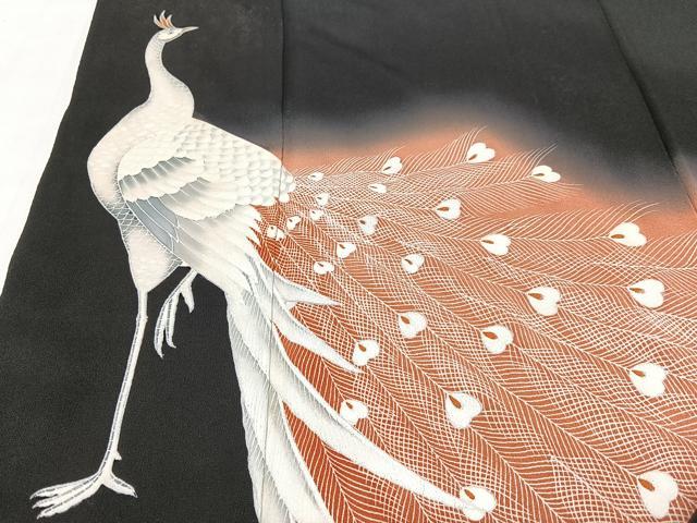 平和屋着物■豪華黒留袖 孔雀文 暈し染め 正絹 逸品 CABI7159xe