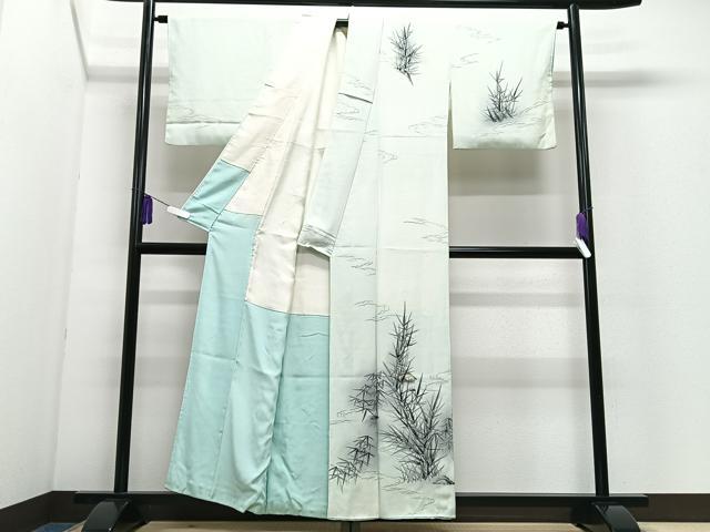 平和屋着物■訪問着 手描き 笹竹文 暈し染め 正絹 逸品 CABI7166xe