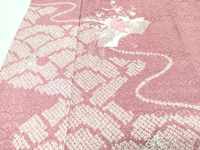 平和屋着物■訪問着 総刺繍 絞り 扇面花文 正絹 逸品 CABI7184xe