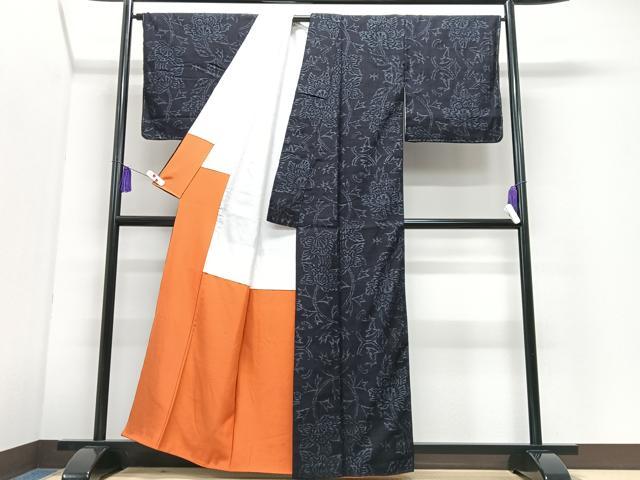 平和屋着物■上質な紬 更紗唐草文 正絹 逸品 CABI7187xe