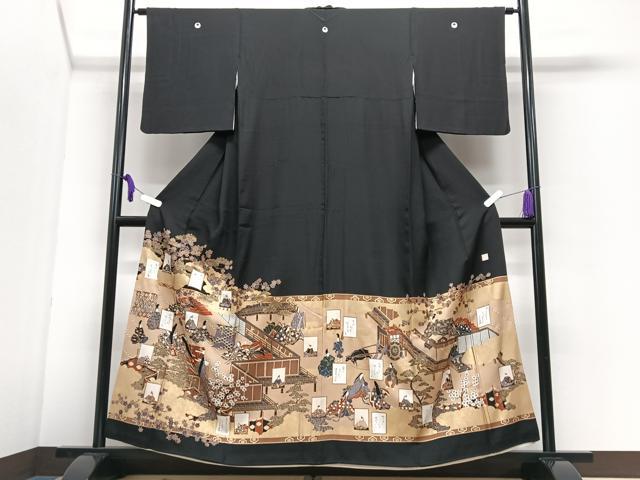 平和屋着物■豪華黒留袖 作家物 人物風景文 金彩 正絹 逸品 CABI7191xe