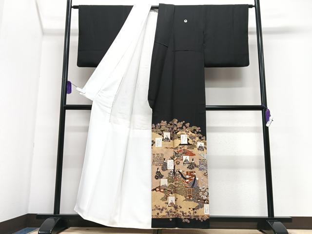 平和屋着物■豪華黒留袖 作家物 人物風景文 金彩 正絹 逸品 CABI7191xe