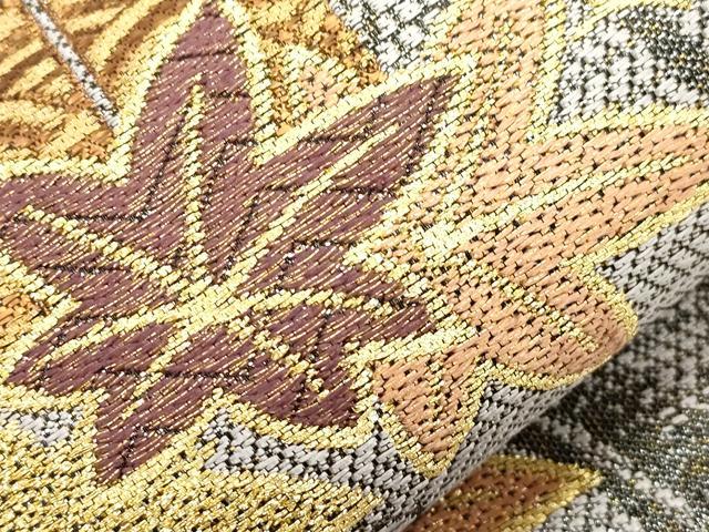 平和屋着物●両面 六通柄袋帯 源氏香花文 金糸 正絹 逸品 CABI7202dy