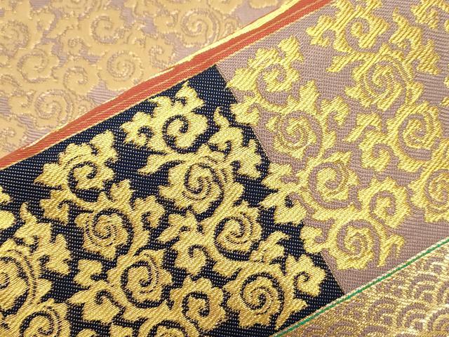 平和屋着物●龍村晋謹製 六通柄袋帯 赤絵鳳凰錦 金糸 正絹 逸品 CABI7206dy