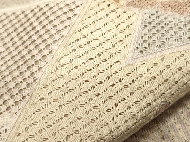 平和屋着物●中国三大刺繍 スワトウ刺繍 相良刺繍 総刺繍 太鼓柄袋帯 紬地 切嵌花文 正絹 逸品 CABI7208dy