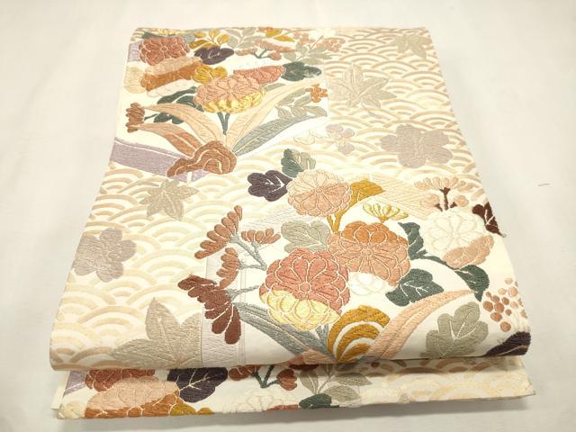 平和屋着物●六通柄袋帯 唐織 亀甲草花文 金糸 正絹 逸品 CABI7209dy