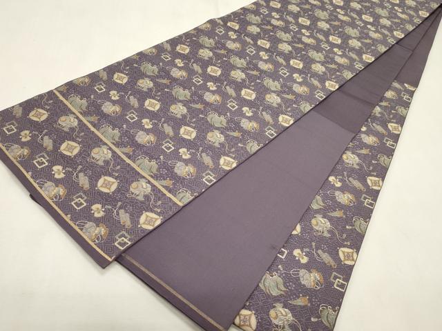 平和屋着物●六通柄 本袋帯 宝尽くし文 金糸 正絹 逸品 CABI7216dy